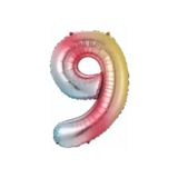 Onay Store Folyo Balon 9 Rakamı Unicorn Helyum 76 Cm Gökkuşağı Rengi - 9 Yaş Doğum Günü Süsleri-doğum Günü Süsü