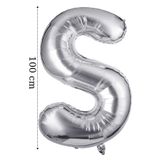 Onay Store Folyo Balon S Harfi Helyum Balon 100 Cm Gümüş Renk - S Harf Balon - Harf Folyo Balon- S Harfli Balon