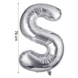 Onay Store Folyo Balon S Harfi Helyum Balon 76 Cm Gümüş Renk - S Harf Balon - Harf Folyo Balon - S Harfli Balon