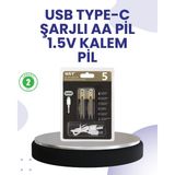 Onba Type-C USB ile Hızlı Şarj Edilebilir Aa Kalem Pil | 1.5V Lityum | Çiftli Paket - OB7382-5136