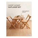 Onbaşı Ahşap Katlanır Balkon Bahçe Kamp Masa Sandalye Takımı