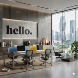 ÖNÇ - PRİME 100X35 cm Dev Boy "hello." Yazılı Kırılmaz Pleksi Ayna - Premium Ofis ve Villa Antre Dekoru