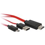 ÖNÇ - PRİME 2 Metre Uzunlukta Powermaster Galaxy S3 Şarj-HDMİ Kablo Kırmızı-Siyah Renk Yüksek Performans