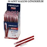 ÖNÇ - PRİME 50 Adet Pensan Büro Kırmızı Tükenmez Kalem M-Medium - 1.0mm Uç