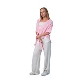 Önden Bağlamalı Uzun Kimono Yazlık İnce Gömlek Hırka (Pembe, S)