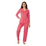 Önden Düğmeli Çizgili Desenli Kadın Pijama Takımı (M)