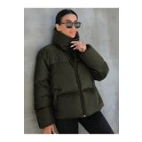 ÖNDER MODA Kadın Haki Owersize Dolumlu Şişme Su Geçirmez Mont Tbg069