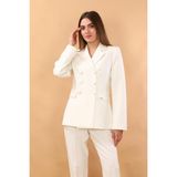 Önder Özsoy Düğmeli Klasik Blazer Bayan Ceket-Beyaz - 1181100 - 40