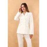 Önder Özsoy Düğmeli Klasik Blazer Bayan Ceket-Beyaz - 1181100 - 46