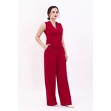 Önder Özsoy Kruvaze Çapraz Yelek & Yüksek Bel Bol Paça Pantolon-Kırmızı - 8 Drop (Uzun-Dar Kalıp) - 40