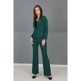 Önder Özsoy Mini Ceket & İspanyol Paça Pantolon Takım-Zümrüt - Yeşil - 36