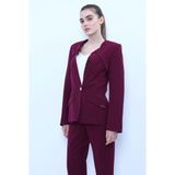 Önder Özsoy Sıfır Yaka Tek Düğme Spor Kadın Ceket-Mürdüm - 1190100 - 42