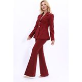 Önder Özsoy Yonca Ceket & Ispanyol Paça Pantolon Takım-Bordo - 42