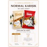 Önder Sarı Kuruyemiş Normal Karışık Düğün Ve Kına Çerezi Kişiselleştirebilir Kuruyemiş Paketi 40 gr X 50 Adet