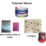 Önder Ticaret Polyester Çelik Macun Tamir Seti – 500 gr Macun - Çekme Lastiği - Çekme Çeliği - 2 Adet Zımpara