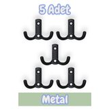 onderhomestore Noktalı Portmanto Vestiyer Duvar Dolap Elbise Askısı Siyah Metal Mobilya Askılığı Askılık (5 Adet)