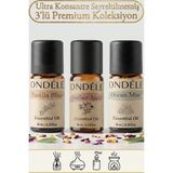 Ondéle 3'lü Tropikal Ada Saf Esansiyel Uçucu Yağ Buhurdanlık Mum Difüzör Kokusu: Vanilla,ocean,amber