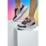 One Çocuk Unisex Ortopedik -Sağlam- Snakers Işıklı (Lambalı)Spor Ayakkabı - Siyah-Pembe