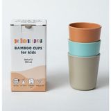 One Little Foodie Renkli Bambu Bardak Seti 3'lü 250 ml Minikler İçin Sağlıklı Materyal