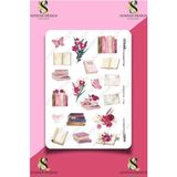 One Little Happiness Soft Pink Pembe Book Kitap Temalı Sticker Seti Etiket Laptop Notebook Tablet Telefon