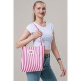 One Omuz Çantası – Hem Günlük Hem Tatil Şıklığı Mini Clutch Hediye - Pembe Çizgili