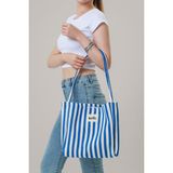 One Omuz Çantası – Hem Günlük Hem Tatil Şıklığı Mini Clutch Hediye - Saks Mavi Çizgili