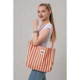 One Omuz Çantası – Hem Günlük Hem Tatil Şıklığı Mini Clutch Hediye - Turuncu Çizgili