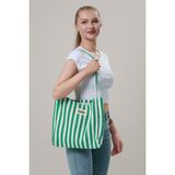 One Omuz Çantası – Hem Günlük Hem Tatil Şıklığı Mini Clutch Hediye - Yeşil Çizgili