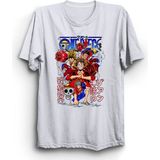 One Piece, Renkli Tasarım, Anime Manga %100 Pamuk Tişört - Beyaz