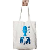 One Punch Man Blue Cityscape Iki Tarafı Kalıcı Baskılı Yıkanabilir Çanta