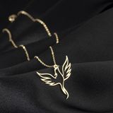 One Silver Gold 925 Ayar Gümüş Anka Kuşu Kolye Özel Tasarım - Altın - 60