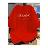 oneagılyazı Milano İtalya" Grafik T-Shirt - Nefes Alabilen Polyester, Rahat Yuvarlak Yaka Kısa Kollu