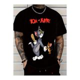oneagılyazı WB Erkekler İçin Tom&Jerry Karikatür Desenli Tişört - Yazlık Kısa Kollu