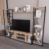 Onebo 200 Cm Tv Ünitesi Seti Yaşam Ünitesi Seti Metal Meşe