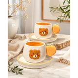 Onedekor 2 Kişilik Bear Porselen Kahve Fincanı Takımı 90 ml - Renkli