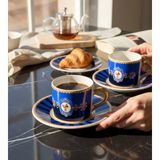 Onedekor 2 Kişilik Bird Blue Double Kahve Fincanı - Mavi - 180 ml
