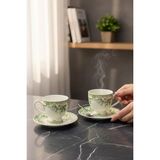 Onedekor 2 Kişilik Vintage Green Kahve Fincanı - Yeşil
