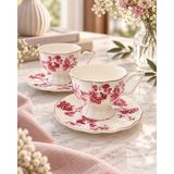 Onedekor 2 Kişilik Vintage Pink Kahve Fincanı Seti - Renkli