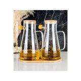 Onedekor 2'li Eliza Boroslikat Cam Yağdanlık Bambu Stantlı