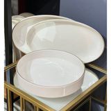 Onedekor 3'lü Salata Kayık Kase Seti Beyaz Gold