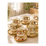 Onedekor 6 Kişilik Porselen Queen Art Kahve Fincanı