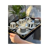 Onedekor 6'lı Porselen Black Royal Kahve Fincanı