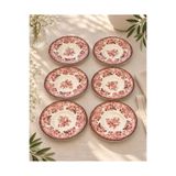 Onedekor 6'lı Porselen Velour Maroon Çay Tabağı
