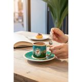 Onedekor 6'lı Royal Green Sohoo Bird Kahve Fincanı