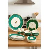 Onedekor Green Bird 23 Parça Porselen Kahvaltı Takımı Gold