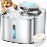 Oneisall 3,5 L Kablosuz Paslanmaz Çelik Kedi Su Pınarı - Gümüş