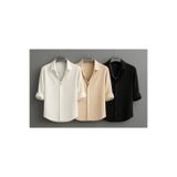 oneoff Erkek Kışlık Beyaz Siyah Bej 3lü paket Fitilli Ottoman Dokulu Oversize Gömlek