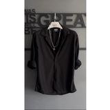 oneoff Erkek Kışlık Fitilli Ottoman Dokulu Siyah Oversize Gömlek