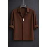 oneoff Erkek Kışlık kahve Fitilli Ottoman Dokulu Oversize Gömlek