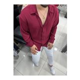 oneoff Erkek Yazlık Bordo Dokulu Aerobin Oversize Gömlek